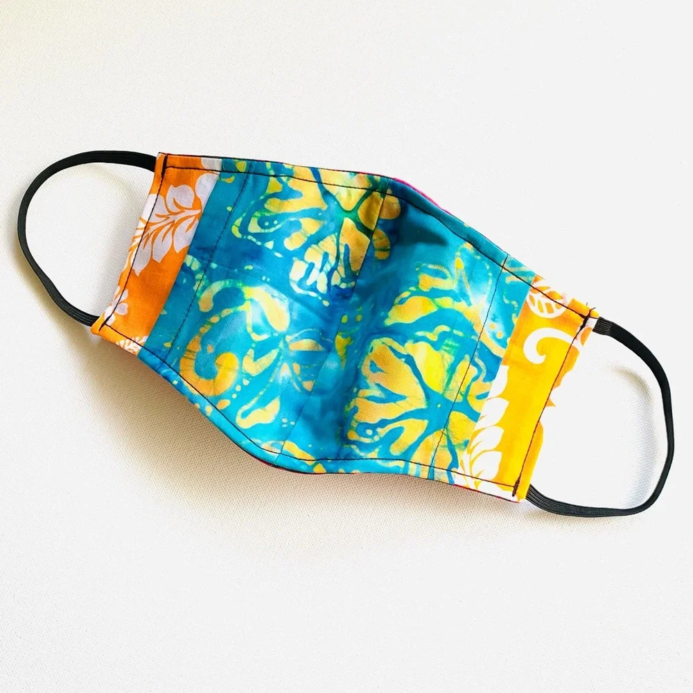 NEW Handmade Batik Monstera Print Face Mask